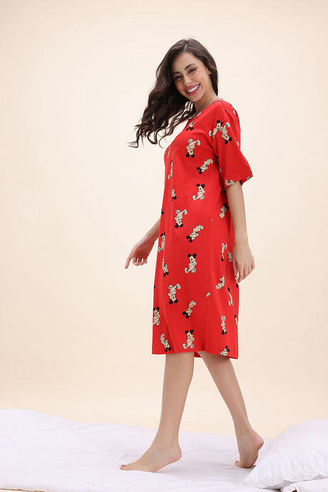 Zivame Mickey and Friends Knit Cotton Lifewear Dress - High Rise Red — image 3